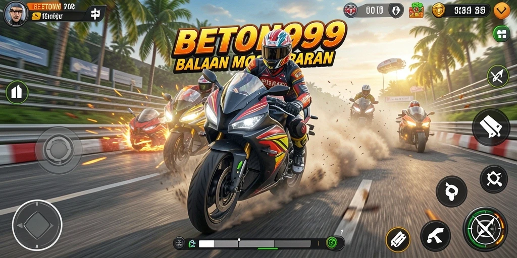 Tampilan menarik gameplay balapan motor di BETON999.