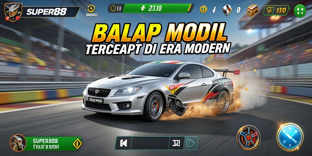 Screenshot gameplay SUPER88 dengan balap mobil yang mendebarkan.